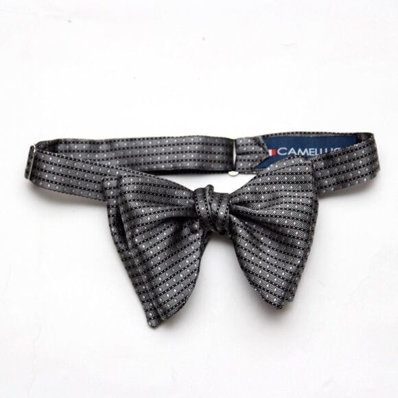 Men's Self-tied Bow Tie 100%Silk Big Butterfly S634 grey Ornament - Picture 14 of 16